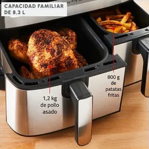 Freidora de aire – Moulinex Dual Fry & Grill EZ905D, Cocinado Dual, 2700 W