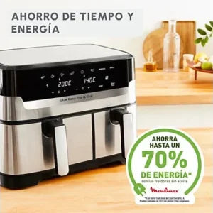 Freidora de aire – Moulinex Dual Fry & Grill EZ905D, Cocinado Dual, 2700 W