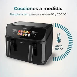 Freidora de aire – Cecotec Cecofry&Grill Duoheat 10000, Doble resistencia, 10 L, 2800 W