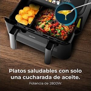 Freidora de aire – Cecotec Cecofry&Grill Duoheat 10000, Doble resistencia, 10 L, 2800 W