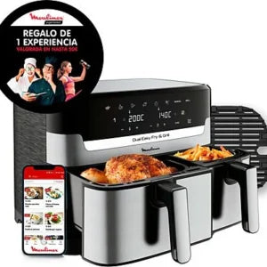 Freidora de aire – Moulinex Dual Fry & Grill EZ905D, Cocinado Dual, 2700 W